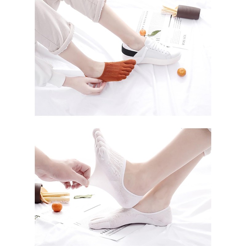[Beauinnerty] 5本指ソックス レディース くるぶし 靴下 夏 綿メッシ フットカバー 脱げない 5本指靴下