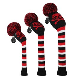 Scott Edward 3Pcs Golf Head Cover Set for Driver(460cc) Fairway Hybrid/UT Double Layers Elastic Yarn Protect Golf Club from Scratches Perfect Match Golf Bags (Skull Pattern)