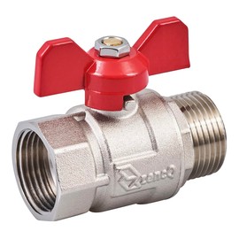 zencQ Ball Valve with Screw Connection 1 Inch MF, Brass Ball Valve with Wing Handle, Ball Valve Made of Brass Connection with Internal Thread and External Thread Wing Handle for Industrial, Water