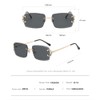 kachawoo Frameless Rectangle Sunglasses Rimless Sunglasses with Engraved Edges Brown