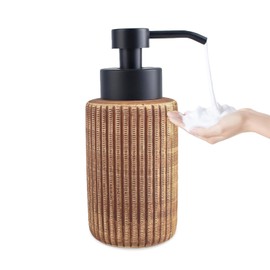 Comeon Hand Soap Dispenser, 400ml/13.5oz Ceramic Bathroom Dish Soap Dispenser for Kitchen Sink Brown Refillable Soap Dispensers in Kitchen Countertop Shower (13.5oz,Light Color)