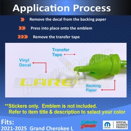 Reflective Concepts 2021-2025 Jeep Grand Cherokee L Laredo Liftgate Emblem Overlay Decal Stickers - (Color: Carbon Fiber)