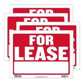 BAZIC For Lease Sign 9"X12", For Rent Rental House Home Apartment Car Auto Store Shops Business Waterproof Indoor Signage, 4-Pack