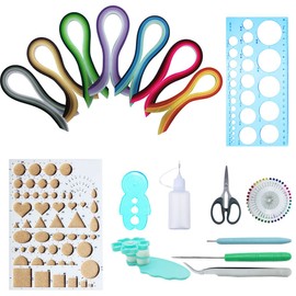 Woohome - Kits de quilling para papel con 10 herramientas de quilling y 34 colores, 700 tiras de papel para manualidades