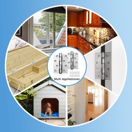 Pack of 2 Hinges Stainless Steel Door Hinge Outdoor Heavy Duty Hinge with Ball Bearing 100 x 76 x 13 mm Solid Hinges with Screws Door Hinges Outdoor Stainless Steel Hinge for Door, Window, Cupboard,