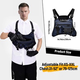 JUMAHE Chest Bag for Men, Running Vest Chest Pack Holster, EDC Travel Chest Rig Pouch for Outdoor Sports