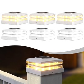 EXCMARK 4x4 Solar Post Cap Lights, Fence Deck Post Lights Outdoor Solar Powered Waterproof with High Brightness LEDs Two Light Modes Decor for Garden Patio (Classic White, 12)