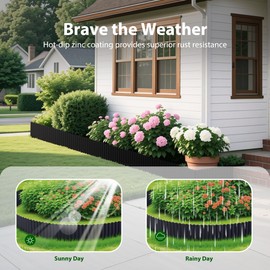 AmeLeis Corrugated Garden Edging, 12" x 20Ft Metal Landscape Edging Border, Hot-dip Galvanized Fence for Garden, Lawn and Flower Bed (Black)