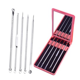 Healeved 1 Set 5pcs Facial Cleansing Tool Face Blemish Removal Needle Face Blackhead Needle Comedone Extractor Blemish Extractor Facial Pore Extractor Needle Silver