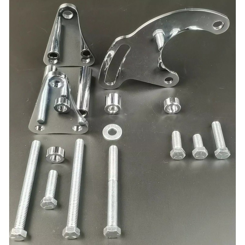 espeedpro21 Chrome LWP Power Steering Pump Bracket & pulley Fit
