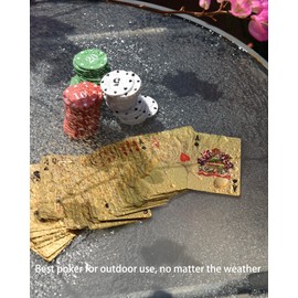 YIMINGOUFEI Luxuriöse Goldfolie Pokerkarten, 54 wasserdichte Spielkarten, Premium Kunststoff, Goldenes Design