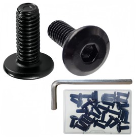 Awilzzoe M6 x 15mm 30Pcs Flat Head Hex Socket Cap Screws Bolts, 304 Stainless Steel Surface Black zinc Plated Bolt, M6 bolt, Replacing alloy steel black oxide bolt, with Hex Spanner