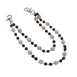 Ceramic Beads Wallet Pants Waist Chain Shiny Hip Hop Disco Rhinestone Beads Purse Hipster Jeans Chainscfor Men Women Punk Accessories (Black)