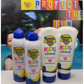 BANANA BOAT KIDS MINERAL SPF 50+ SUNSCREEN 2x LOTION  & 2x SPRAY EXP:07/25