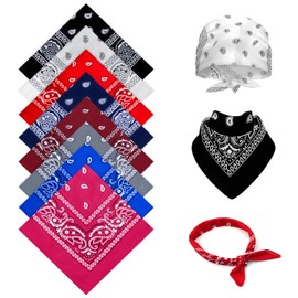 SJUNJIE Pack of 8 Bandanas 54 x 54 cm Bandana Women's Large Retro Style Bandana Men Soft and Breathable Unisex Can Be Worn as a Tie Mask Bandana and Headband, red