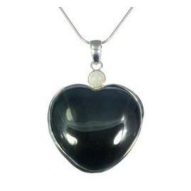 Hematite Two Stone Heart Pendant