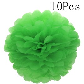 Lightingsky 10pcs Tissue Paper Pom Poms DIY Decorative Flowers Ball Perfect for Party Wedding Home Outdoor Decoration (Green 2, 10 inch)