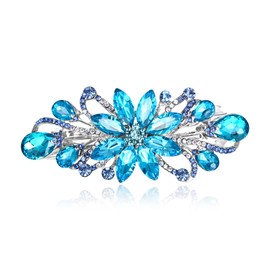 EVER FAITH Hair Clip Bridal Rhinestone Flower Gorgeous Marquise Shape Water Drop Crystal Hair Accessories for Women, Crystal, No gemstone