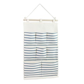 Tandi Linen/Cotton Fabric Wall Door Closet Hanging Storage Bag Case 8 Pockets Home Organizer Blue Strips