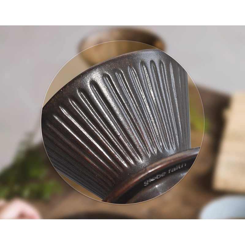 globe faith Pottery Pour Over Coffee Maker, Ceramic Cone Filter