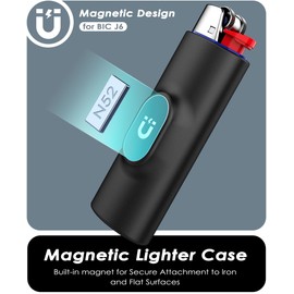 Magnetic Lighter Case Sleeve Cover, Premium Silicone Lighter Holder Get Scratch Free Protection, Multi-Purpose Seal LighterPouch for Any Metal Surface Fridge, Tent, Golf 1 Pack Black