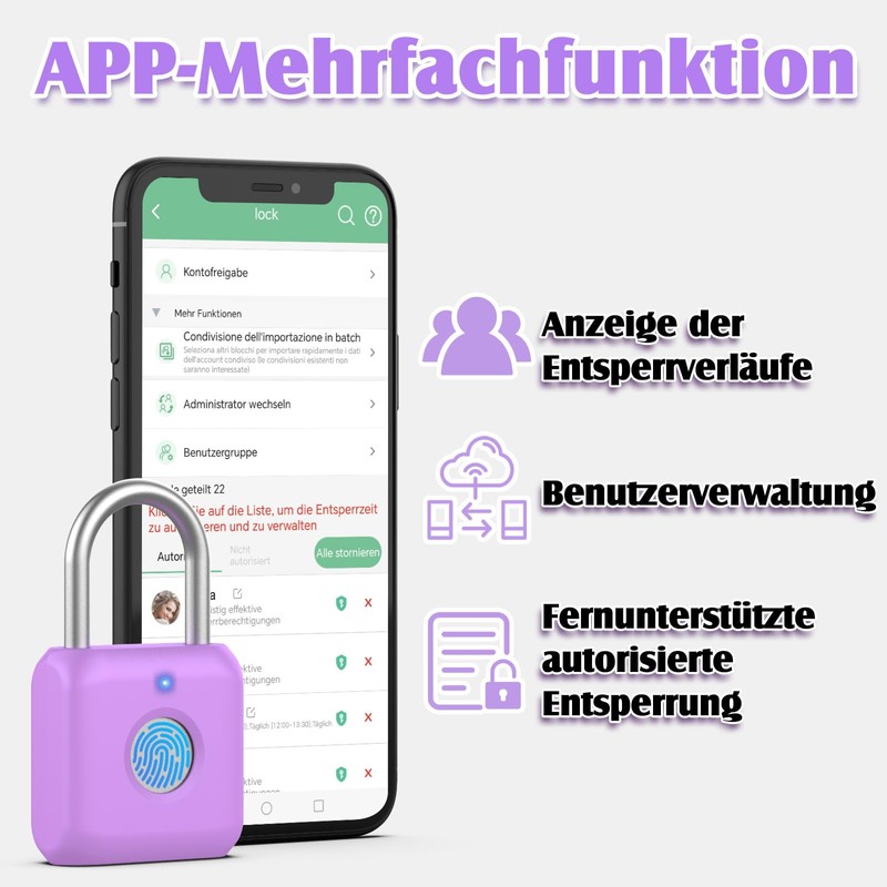 Anweller Fingerprint Padlock with Fingerprint Small for Gym, Office, Home,
