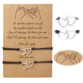 Crrynuo Elegant Material Bracelet for 2 with Hearts, Friendship Bracelets, Friendship Bracelet, Elegant Material Bracelets Set, Gift for Best Friend, Girls, Women, Titanium