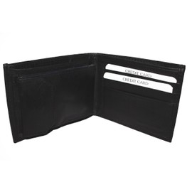 Leatherboss Men's Snap and Secured Wallet Credit Card Case - Black 4.3/8" X 3.1/4"