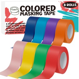 ALLFUN 8 Pieces Colored Masking Tape, Kids Arts & Crafts Colored Tape, Craft Tape, Colored Painters Tape