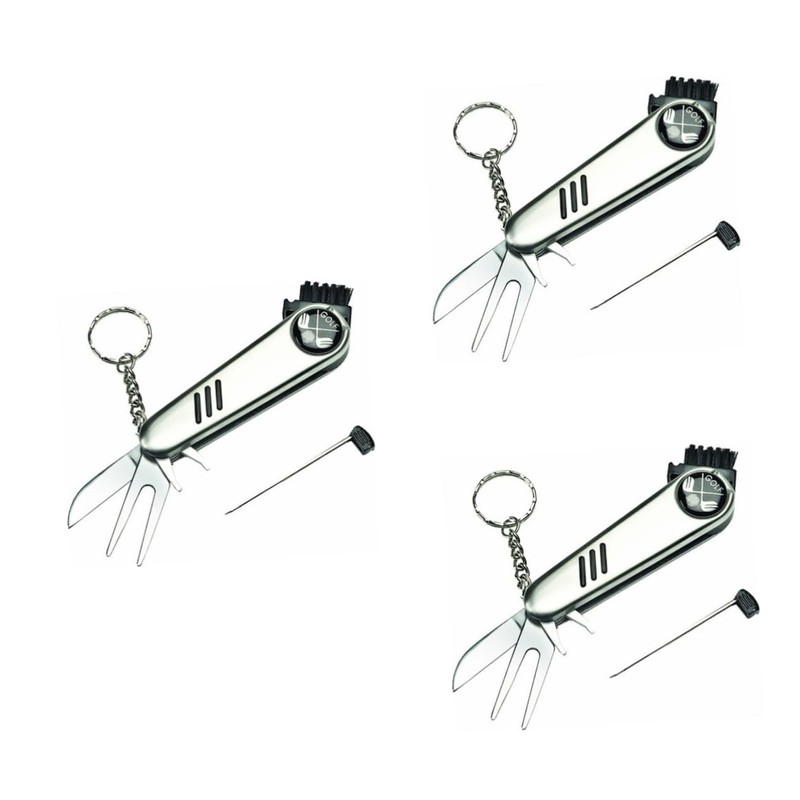 Kisangel 3pcs 6-in-1 Golf Multi Tool Divot Repair Ball Marker
