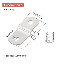 uxcell 10 Pcs 1/8" Offset Canvas Clips, Picture Framing Mirror Clips Z Shape Canvas Painting Mounting Clips with 2 Mounting Hole with Screws, Silver