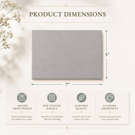 Somime 5x7 Sanded Pastel Paper Pad, 600gsm 12 Sheets of 12 Mixed Colors