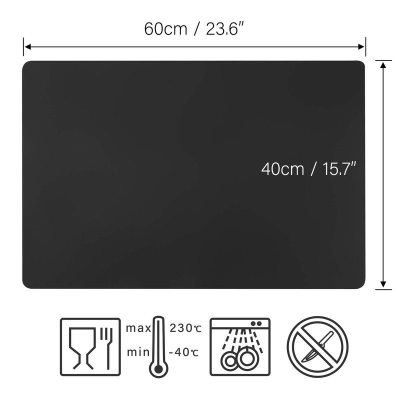 Gartful Black Extra Large Silicone Mat, 23.6 x 15.7 inches