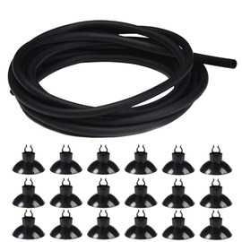 JIH 25 Feet Standard Airline Tubing Black with Suction Cups for Aquariums,Terrariums