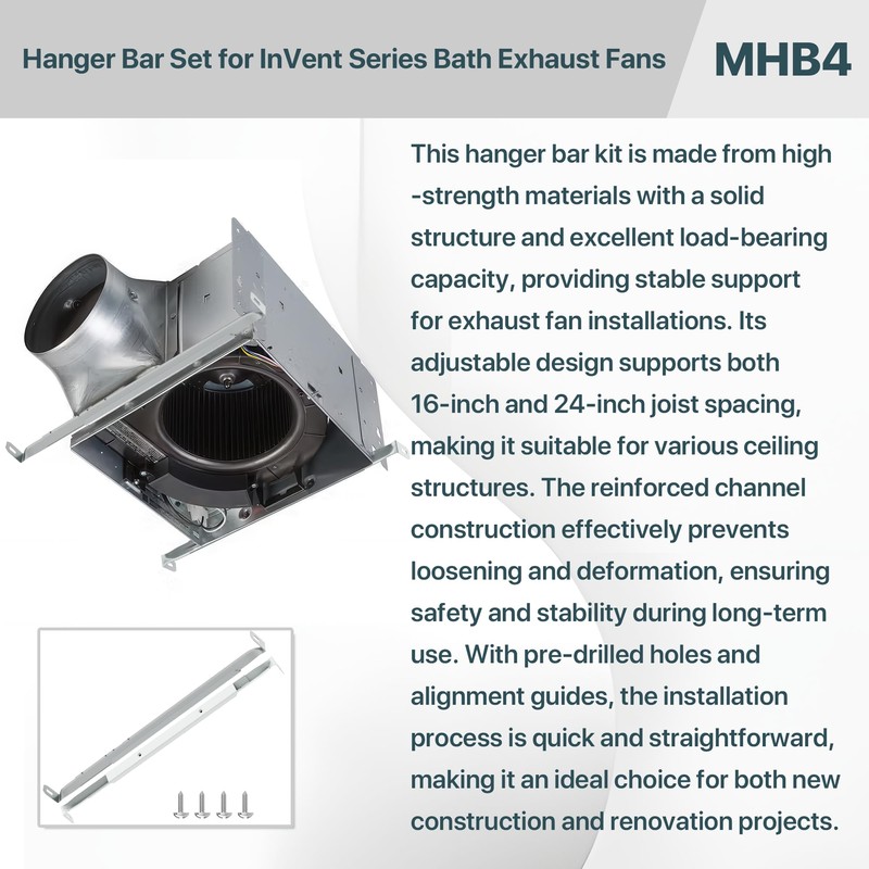 MHB4 Ventilation Fans Hanger Bar Kit for Broan-NuTone Invent Series