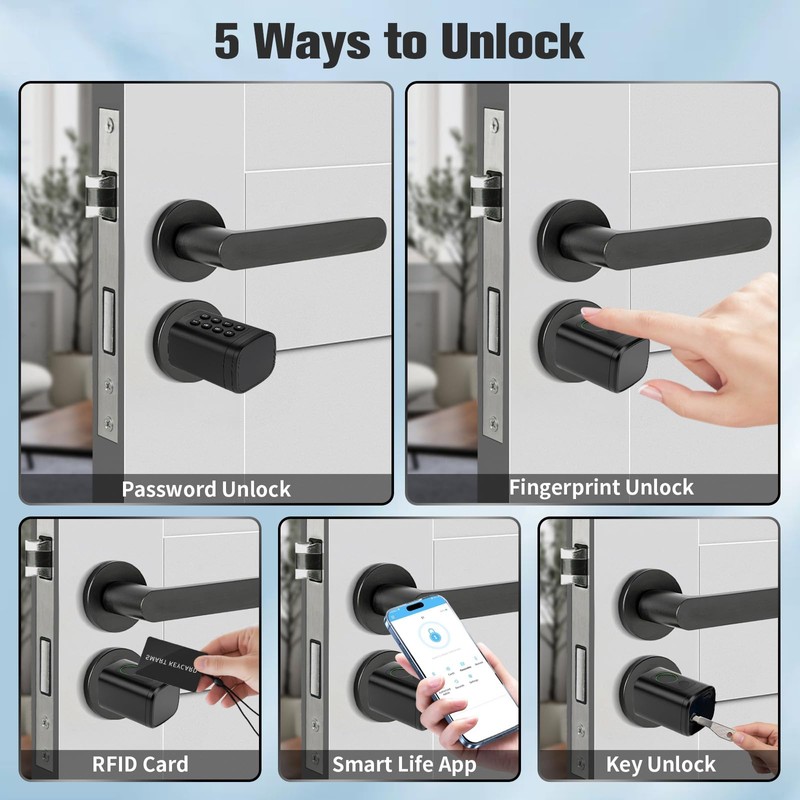 Electronic Door Lock Fingerprint - Smart Lock with Adjustable Lock