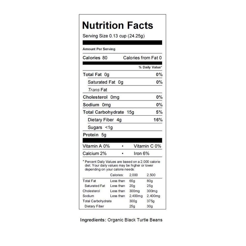 Organic Black Turtle Beans -5 Lb- Called Black Bean &