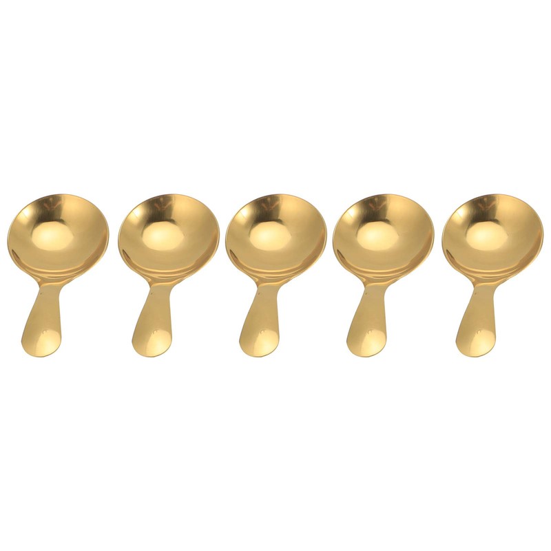 5Pcs Short Spoon Stainless Steel Ice Cream Scoop Tea Dessert