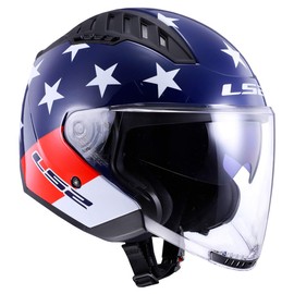 LS2 Helmets Copter Open Face Helmet (American Red/White/Blue - Medium)