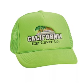 California Car Cover 1980's Retro Neon Green Trucker Hat Snap Back Mesh HATG89