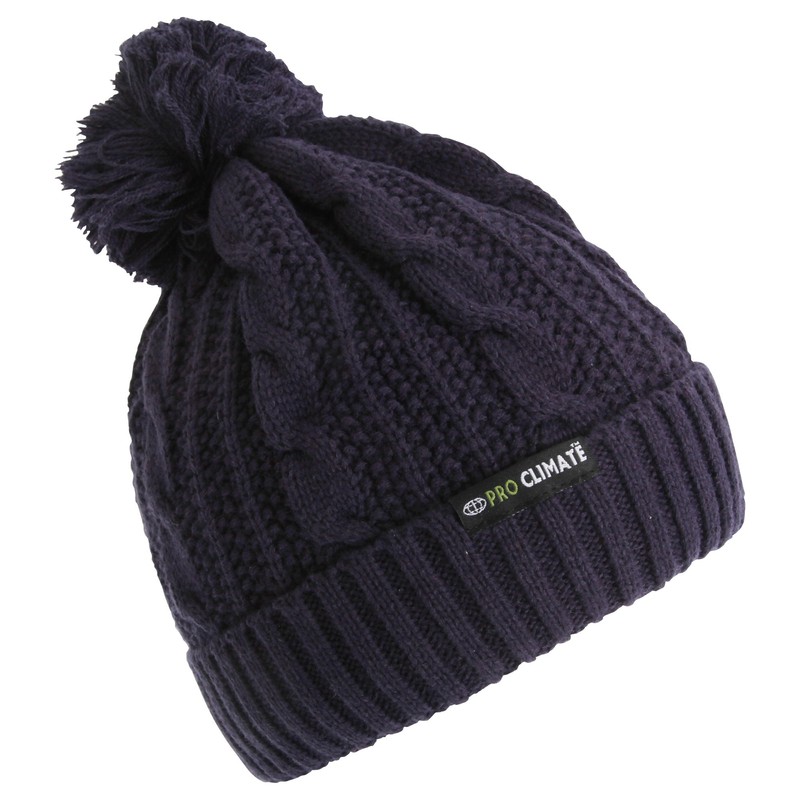 Pro Climate Waterproof Thinsulate Chunky Knit Bobble Hat - Olive