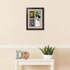 ArtToFrames Collage Photo Frame Double Mat with 2 - 3.5x5 Openings and Satin Black Frame