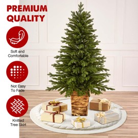 Hommtina Christmas Tree Skirt 48 Inches White Tree Skirt,Christmas Tree Decorations Faux Fur Tree Skirt for Xmas Holiday Home Party Decorations Ornaments(Beige)