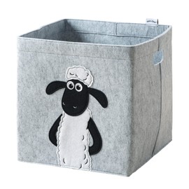 LIFENEY Meets Shaun the Sheep Storage Box for Kids - Felt Box with the Iconic Sheep for Storing Toys - 30 x 30 x 30 cm Suitable for Classic Cube Shelves