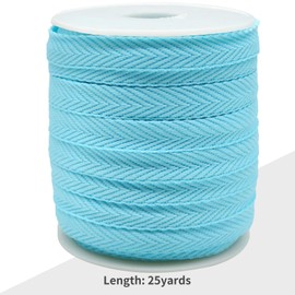 3/8 Inch Herringbone Twill Tape - 25 Yards Polyester Cotton Fabric Trim, 1mm Thick Durable Soft Webbing Strap for Sewing & Garment, Crafting- Flat Double Fold Bias Tape (Baby Blue 029)