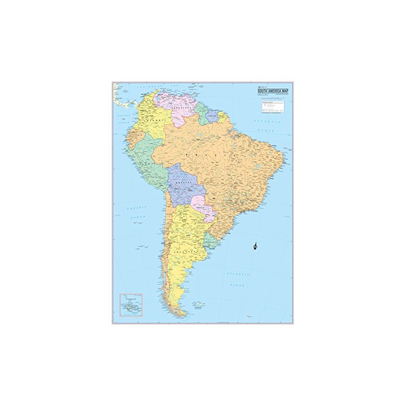 Cool Owl Maps South America Continent Wall Map - Rolled