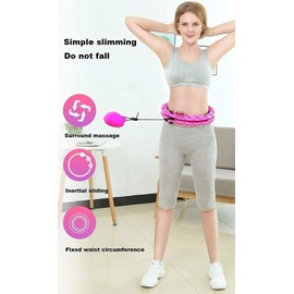 Generic Smart Weighted Hula Hoop, Adjustable Fitness Exercise Weighted Hula Ring Hoops, Weighted Hula Circle Fitness Ring with 360 Degree Auto-Spinning Ball - 24/36/48 Detachable Knots/Link (Purple)