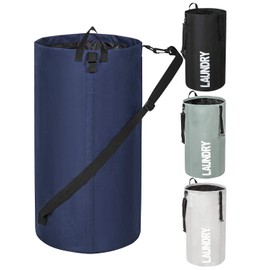 Chrislley 106L Extra Large Laundry Hamper Collapsible Laundry Bag Backpack Tall Waterproof Laundry Basket Standing Foldable Clothes Hamper for Laundry（Dark Blue）