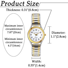 JewelryWe Women's Watch, Elegant Analogue Quartz Watch with Digital Dial and Elastic Alloy Strap, Gold/Silver, 1-Gold/Silver, Bracelet