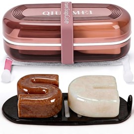Soporte para barra de champú y funda de jabón, contenedor de viaje a prueba de fugas con tapa y bandeja de drenaje, incluye correa de silicona y bolsa